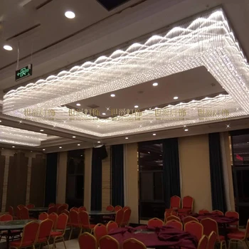 

Large hotel project crystal lamp rectangular wave jewelry store lobby hall bar ceiling lamp led lighting fixture led lamp home