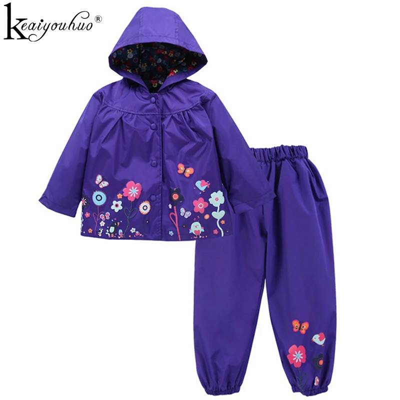 Комплекты одежды для девочек, весенне-Осенняя детская одежда, плащ с длинными рукавами, спортивный костюм для мальчиков, пальто с капюшоном