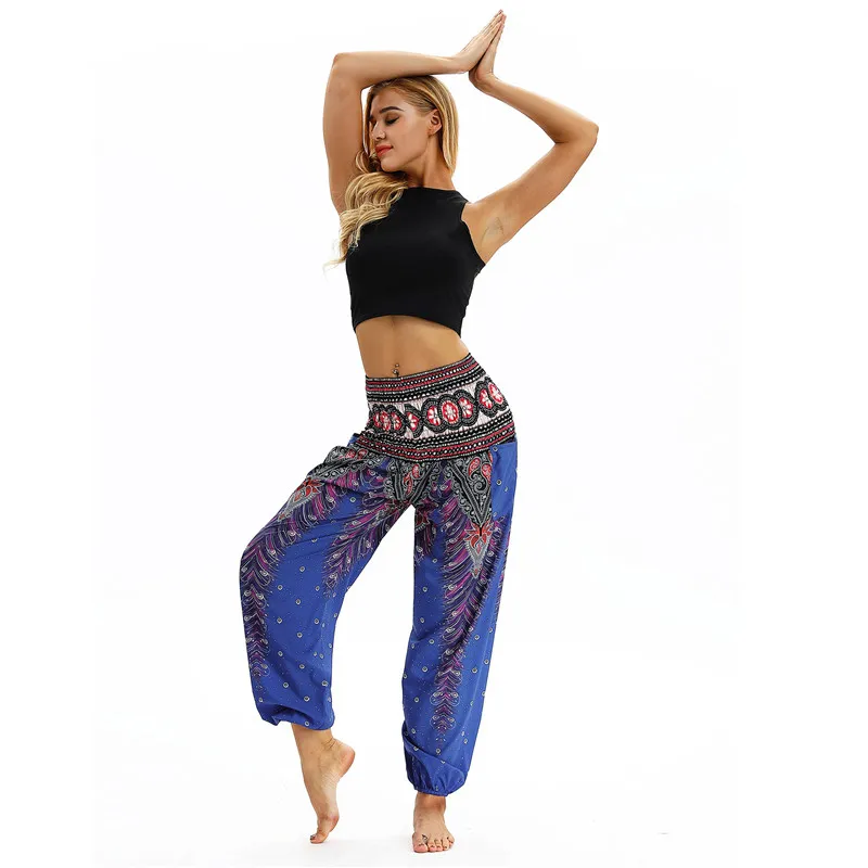 Bohemian Indian Yoga Pants Ethnic Style Wide Leg India Pants Large Crotch Women Belly Dance Mandala Hippie Boho Trousers - Цвет: YCI 018