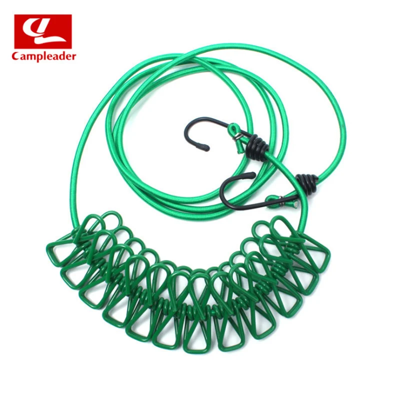 

Portable Clothesline Travel Stretchy Outdoor Camping Windproof Clothes Line With 12 Clamp Clips Hooks Outdoor Tools CL141