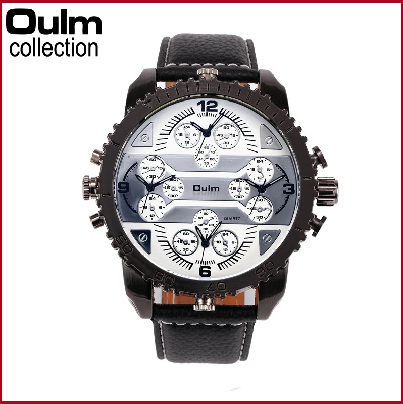

2018 Fashion Brand Oulm High Quality Men Watches Quartz Watch Male Wristwatch New With Tags Buckle Leather Fast Shipping Alloy