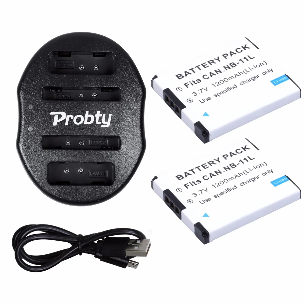 2 Pz Probty Nb-11L Nb 11L Nb-11Lh Batteria + Usb Doppio Caricatore Per Canon Powershot Sx400 A2300 A2400 A2500 A2600 A3400 A3500 Is