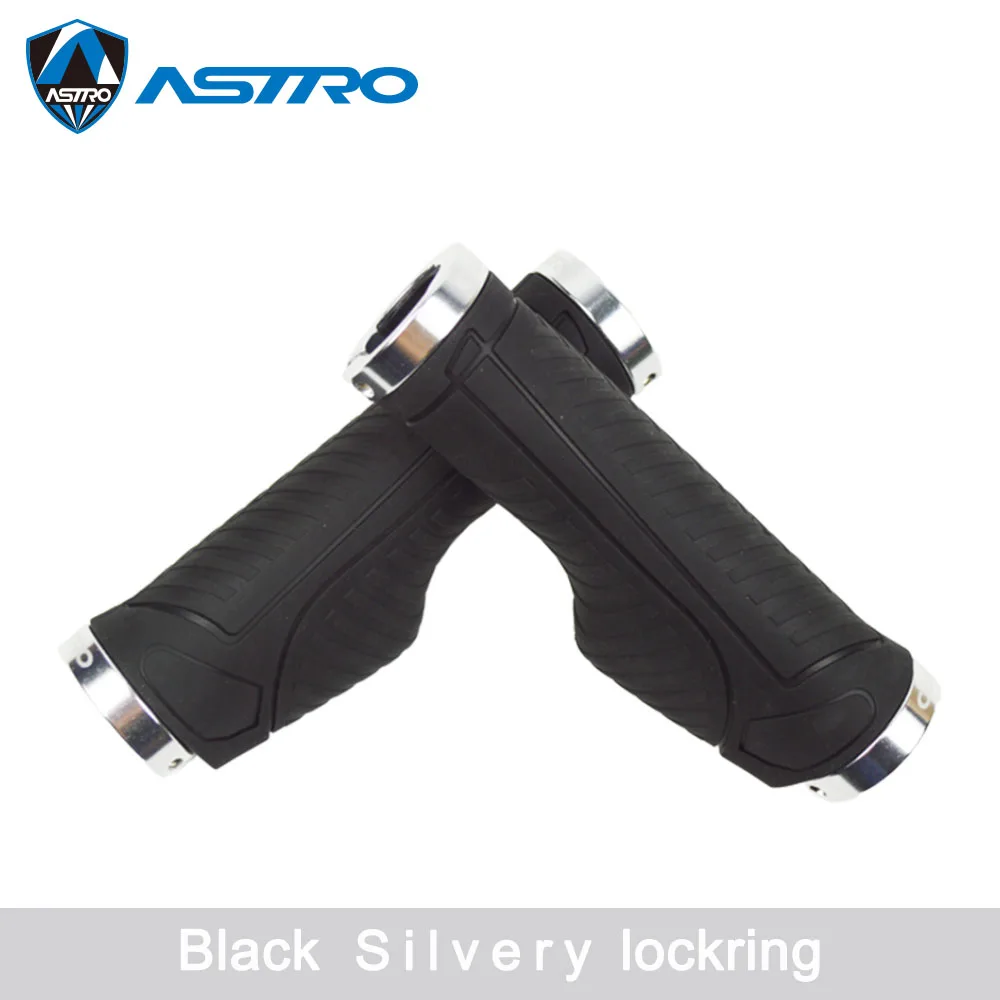 Astro MTB велосипедные ручки, рукоятка для велосипеда, запчасти для велосипеда, аксессуары для горного велосипеда, резиновые велосипедные части, 1 пара - Цвет: Blk Slivey Lockring