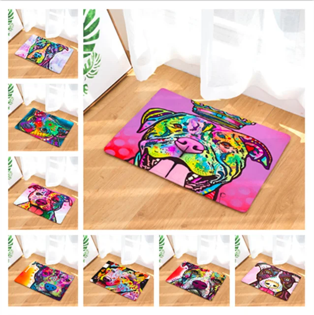 

Watercolor Dog Puppy Doormat Bath Kitchen Carpet Decorative Anti-Slip Mats Room Car Floor Bar Rugs Door Home Decor Gift