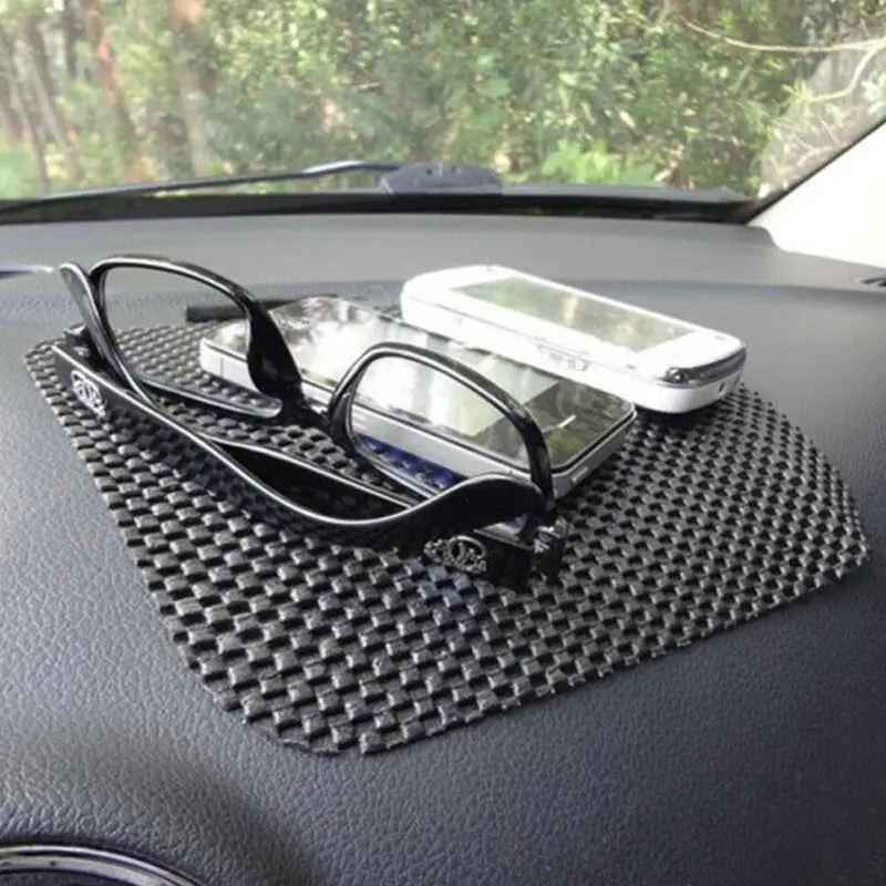 

Vehemo 19*22cm PVC Flexible Auto Car Vehicle Anti Slip Dashboard Mat Pad Phone Coin Holder With Strong Adsorption ability Black