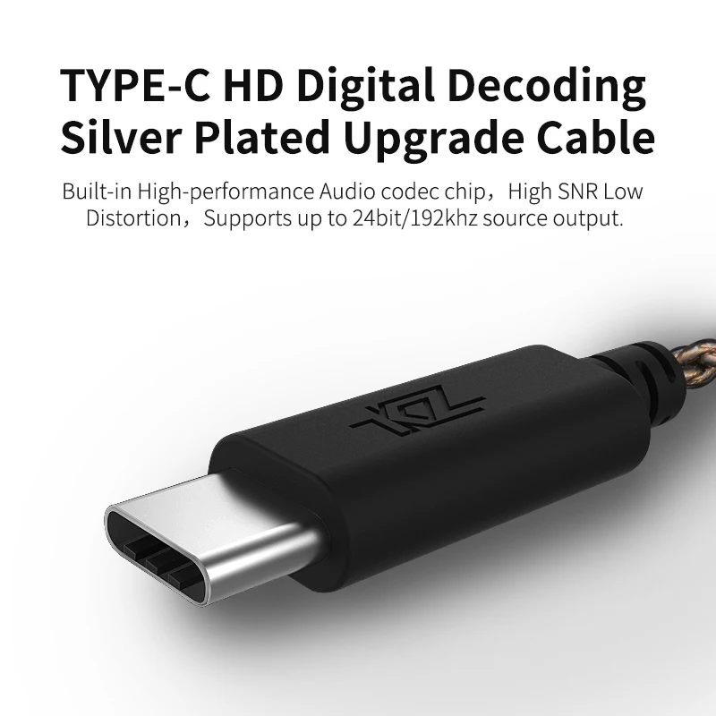 KZ-USB-Type-C-Cable-Digital-Decoding-Silver-Plated-OFC-Upgrade-Cable-0-75mm-Connector-For (3)