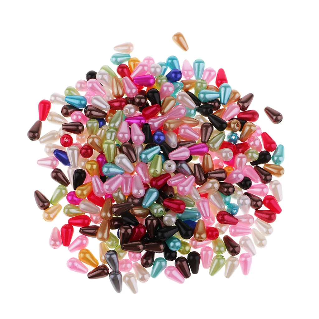 300 Pcs Beads For Jewelry Making Plastic Faux Pearl Teardrops DIY Findings