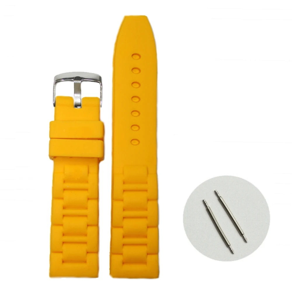 

20mm Fresh Yellow Color Silicone Rubber Unisex Watch Band Straps WB1059C20JB