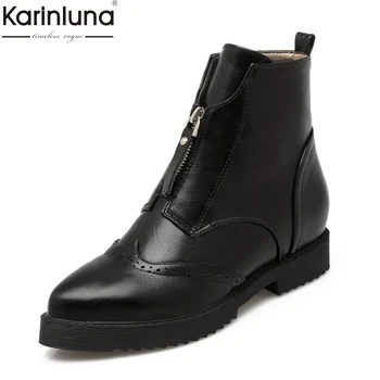 

KarinLuna 2018 wholesale women's Brogue shoes Top Quality Ankle Boots Woman Shoes British Style comfortable Boots