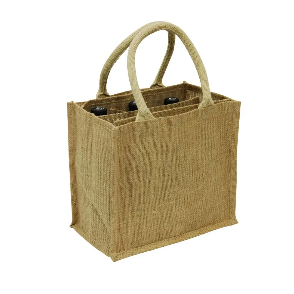 T054,Free Shipping,100pcs/lot,30X19X35cm,Wholesale Six 6 Bottles Jute ...