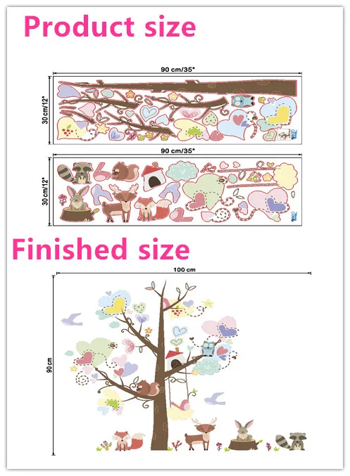 Съемные Красочные Сова лес дерево дети для детской комнаты декоративные настенные наклейки Животные виниловые наклейки на стену самоклеющиеся Декор