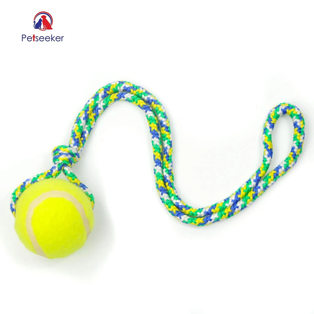 tennis ball on rope dog toy