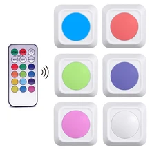 Светодиодная подсветка под шкаф с сенсорным управлением RGB Led Puck светильник с пультом дистанционного управления 12 цветов беспроводной кухонный шкаф для спальни Ночная лампа