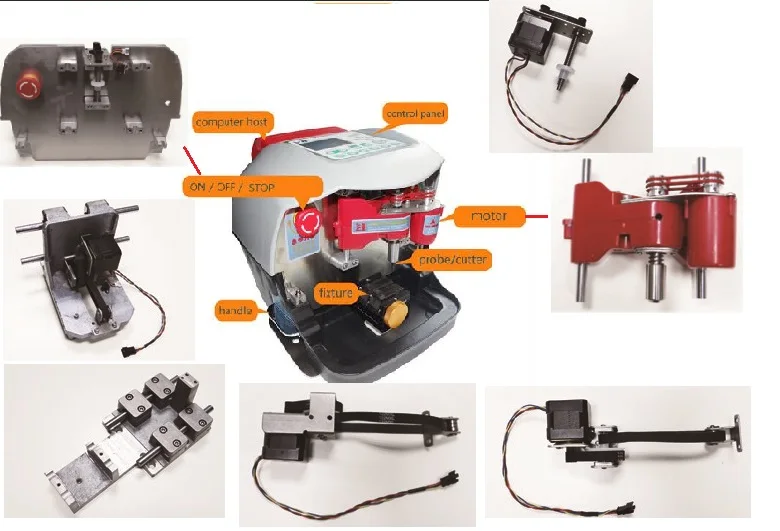 

V8/X6 Machine Accessories Motor Axis Cutter XYZ Sensor and Tranmission Parts For V8 Key Cutting Machine