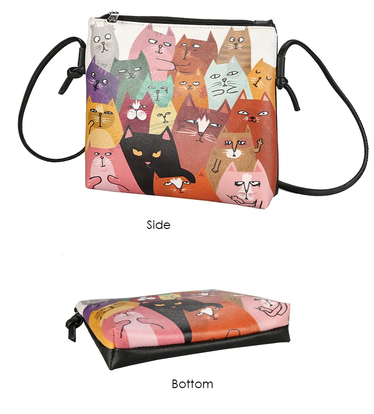 Menghuo 2017 Women Envelope Shoulder Clutch Bag Quality PU Cartoon Cat Printing Small Female Message Purse for Teenagers Girls (29)