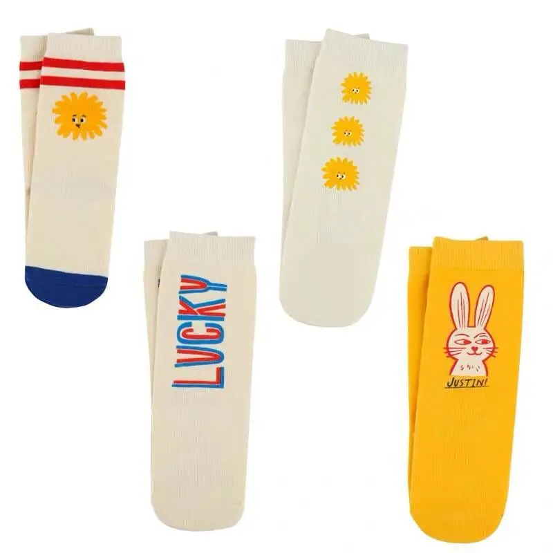 

Bobo Baby Socks Fashion Lucky Letter Pattern Tube Socks Bebe Korean Baby Sun Pattern Socks Tiny Cottons Kids Accessories