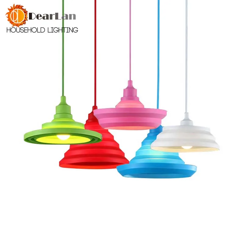 

Creative Rainbow Color Folding Silica Gel Hanging Pendant Light E27 110V-240V,Red,Blue,Green,Black Modern Pendant Lamp(TP-50)