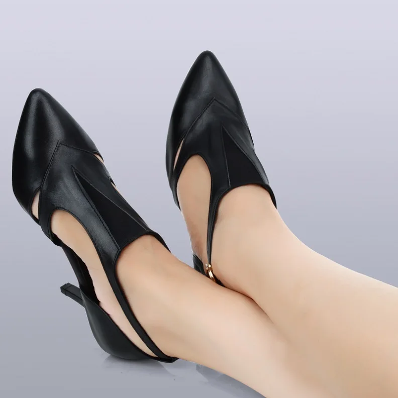 

Latin dance shoes women adult soft full grain leather high heel Ballroom shoes fall winter square dancing shoes Cha-cha shoes