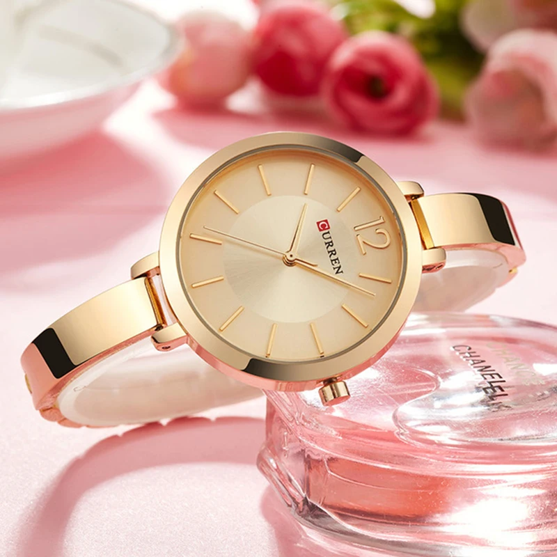 

2018 CURREN Fashion Gold Women Watches Stainless Steel Ultra thin Quartz Watch Woman Romantic Clock Women's Watches Montre Femme