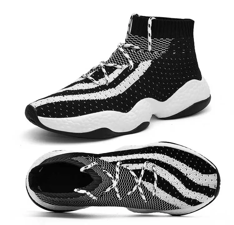 Мужские модные носки, обувь, мужские кроссовки, мужские летающие кроссовки для бега, повседневная прогулочная обувь, обувь, осень, черная, белая, желтая обувь - Цвет: Черный