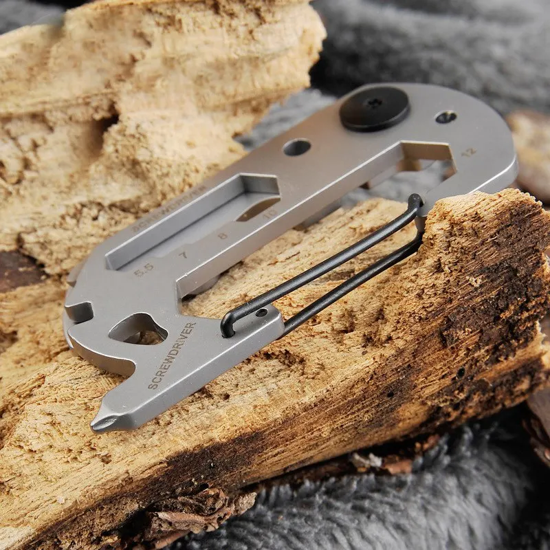 

EDC Multi Functional Stainless Steel Carabiner Bottle Opener Keychain Cross Flat Screwdriver Wire Waist Hanging Tool