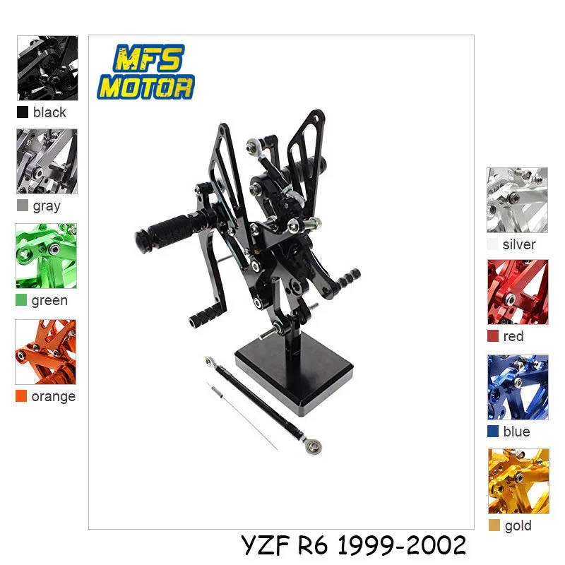 

For Yamaha YZF R6 1999-2002 Motorcycle Foot Pegs CNC Adjustable Rearset 2000 2001 Foot Rests Footpegs Footrests Pedal