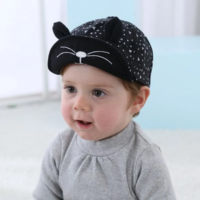 Модная детская бейсболка в Корейском стиле хлопковая Милая шапка с котом детские
