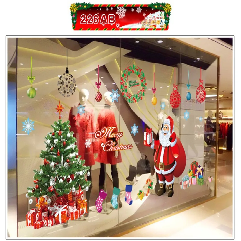60 X 90 cm Funny Plane Wall Stickers Creative Christmas Tree Penguin Cartoon Window Wall Stickers DIY Home Christmas Party Decor03