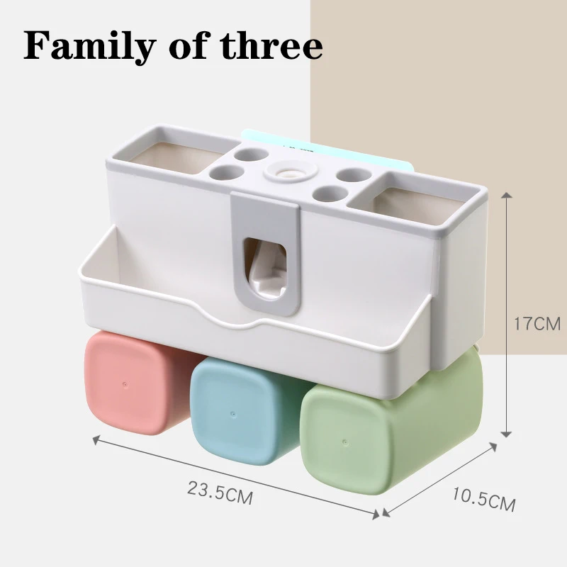 GOALONE набор аксессуаров для ванной комнаты настенный держатель для зубной щетки автоматический диспенсер для зубной пасты с чашкой для зубной щетки набор для ванной комнаты - Цвет: Family of three