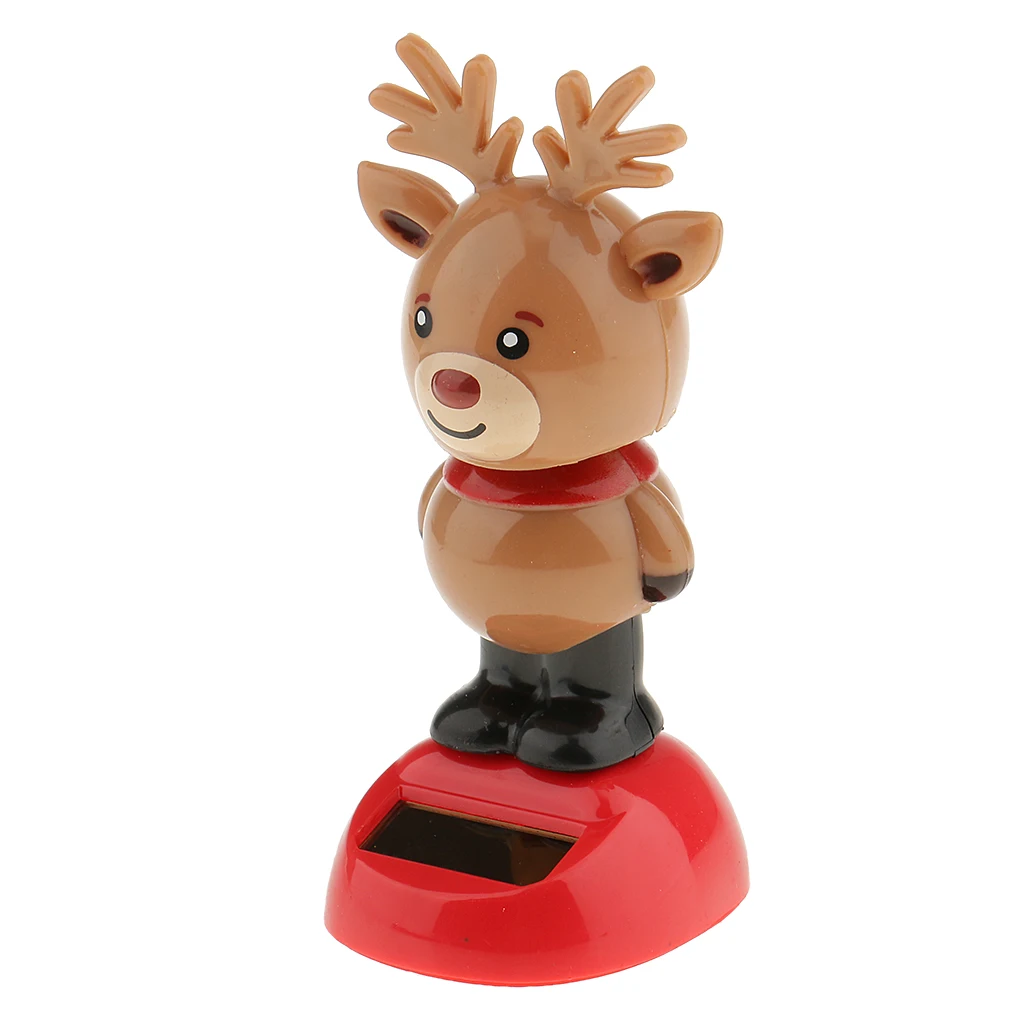 2x Cute Car Dashboard Ornament Solar Powered Dancing Figurine Christmas Decor Home Office Car Window Display - Snowman&Reindeer