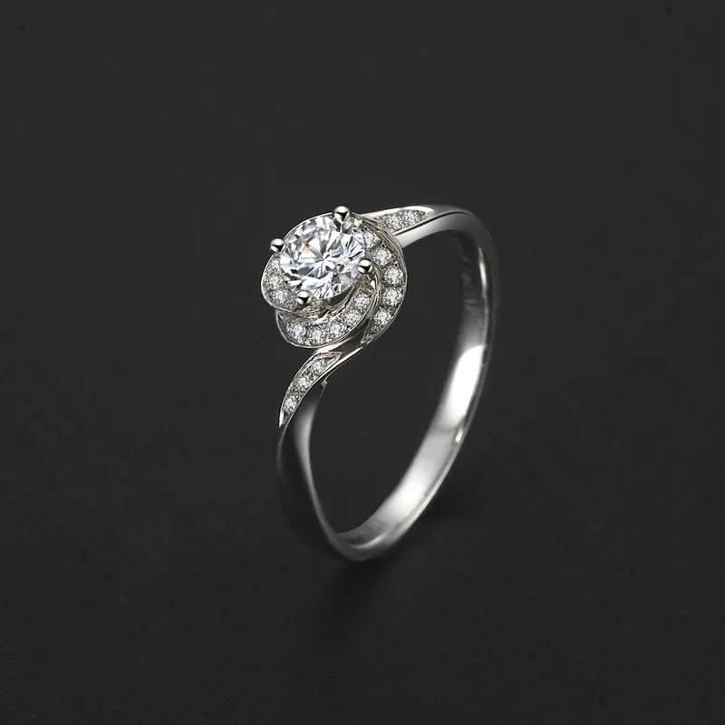 Бренд ZOCAI ROSE& LOVE Настоящее сертифицированное 0.32CT F-G/SI бриллиантовое кольцо 18 К Белое золото(AU750) обручальное кольцо JBW00164