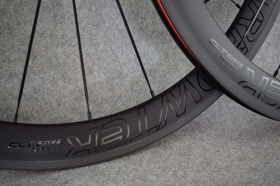 Flash Deal New Arrival 50mm CARROWTER Carbon Bike Wheels All Black Carbon Fiber Road Wheelset 700C 23mm Width Basalt V brakes UD 3K matte 5