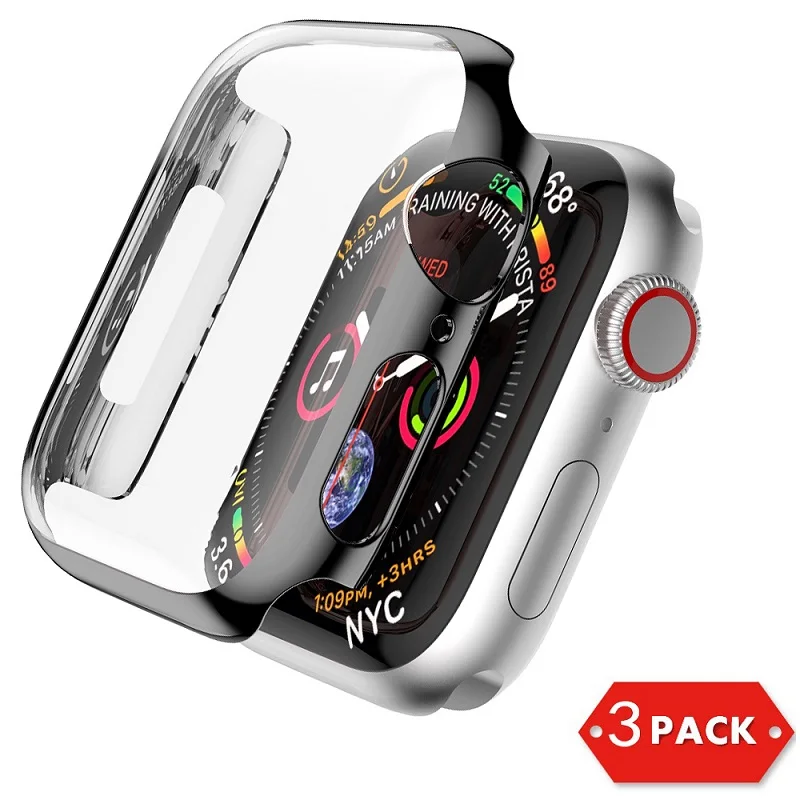 Защитный чехол для Apple Watch Series 4 5 40 мм 44 мм Защитная пленка для часов iWatch Series 4 5 Аксессуары - Цвет ремешка: Black