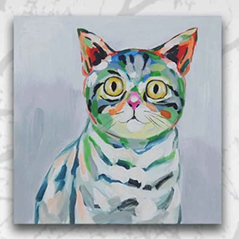 

Canvas Cartoon Plump Fat Cat Paintings Pictures Modern Abstract Wallpaper Hand-painted Animal Oil Painting Home Decor Wall Art