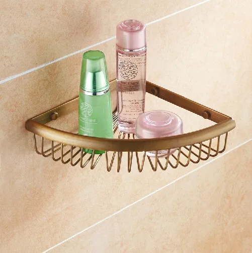 Bathroom shelf Whole brass antique triangle corner shelf shower