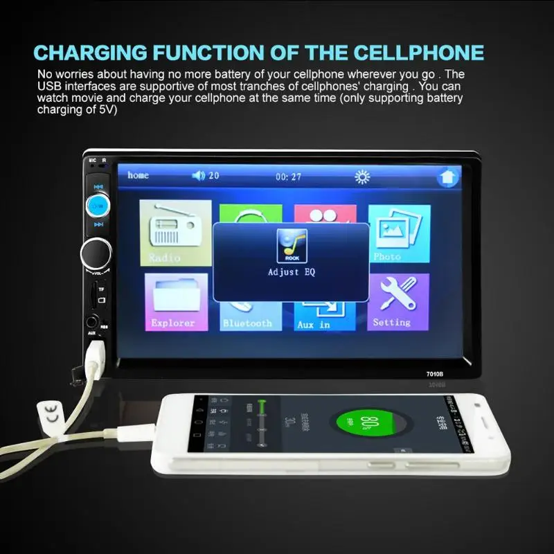 

7" Inch LCD 2 DIN HD Car Radio MP5 Player In-Dash Touch Screen Bluetooth HD Rear View Camera Car Stereo FM + Wireless Remote New