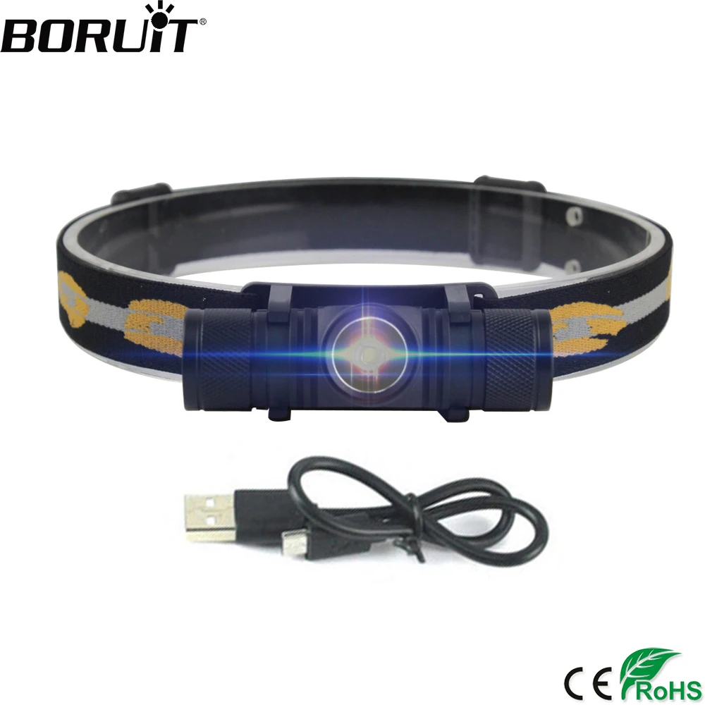 Offerte BORUiT D10 LED Del Faro di Alto Potere XM L2 Faro 18650 Recharheable Testa Della Torcia di Campeggio Impermeabile della Torcia Elettrica di Pesca