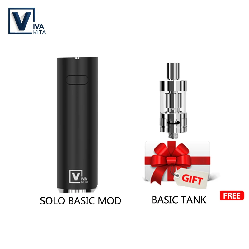 

1100mah Electronic cigarette Vape pen SOLO BASIC Kit 25W vaporizer Pen 2.0ml Atomizer kit 0.5ohm evaporator coil fit 510 Thread