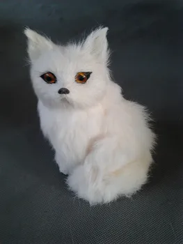 

simualtion animal about 15x8cm model white fox toy polyethylene & furs resin handicraft decoration toy gift a2394