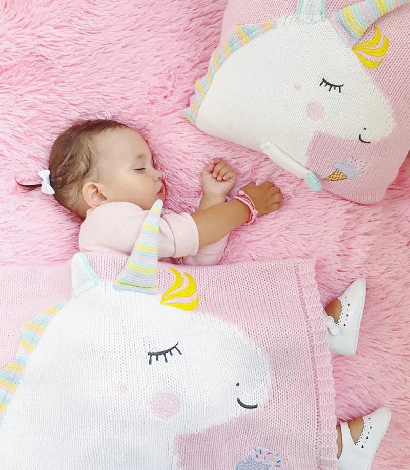 Baby Knit Cushion Pillow Cartoon Three-dimensional Unicorn Sofa Pillows Children Photography Prop Bedding Decorative Cushions