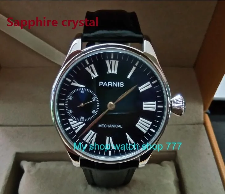 

Sapphire crystal 44mm PARNIS Blue dial Asian 6497 Mechanical Hand Wind movement Mechanical watches Luminous men's watches 227A