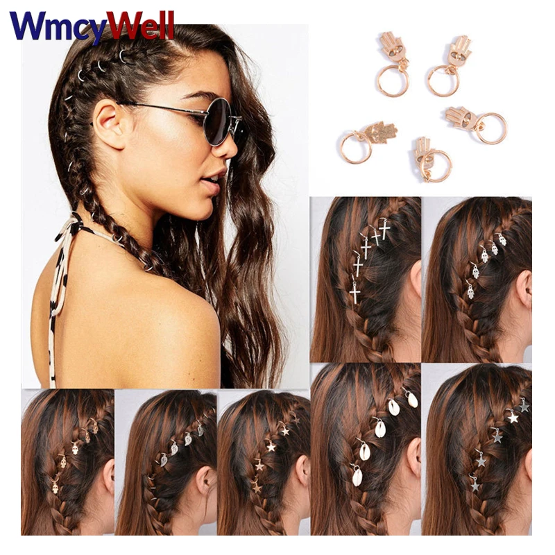Wmcywell 5 10 Pcs Punk Femmes Mode Hip Hop Tresse Main Croix Shell