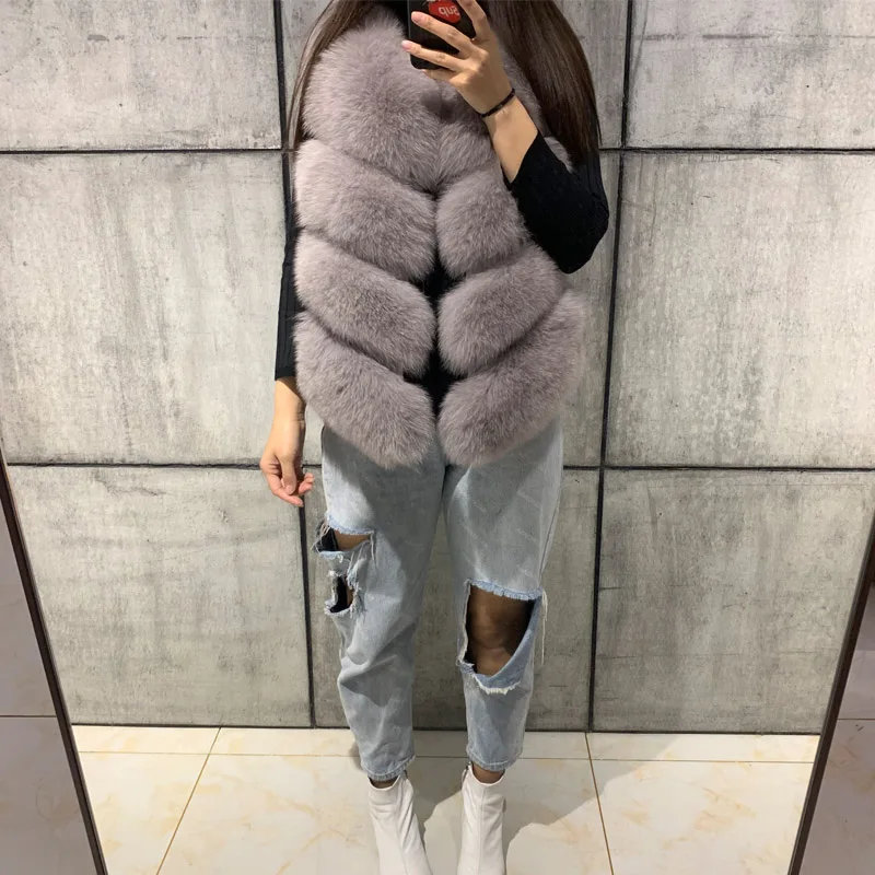 

natural fur gilet women real fur vest fox fur jacket sleeveless
