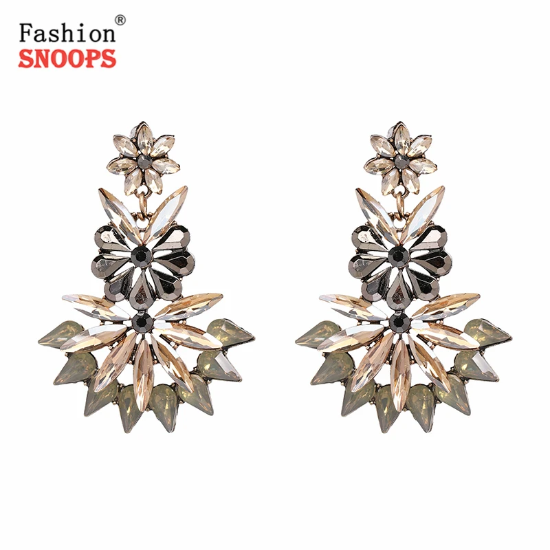 

Classic Vintage Charm Statement Earring Big Crystal Glass CZ Luxury Drop Earrings For Women Party Gifts