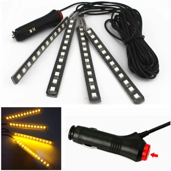 

Car SUV Interior Footwell Floor Decor Atmosphere Lamp 4X12LED Yellow Neon Strip
