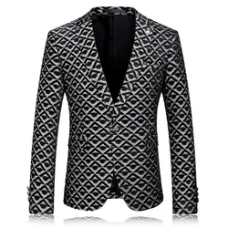Классический жаккардовый мужской пиджак Модный деловой Банкетный мужской костюм куртки Размер s m l XXXL 4XL мужские куртки-блейзеры