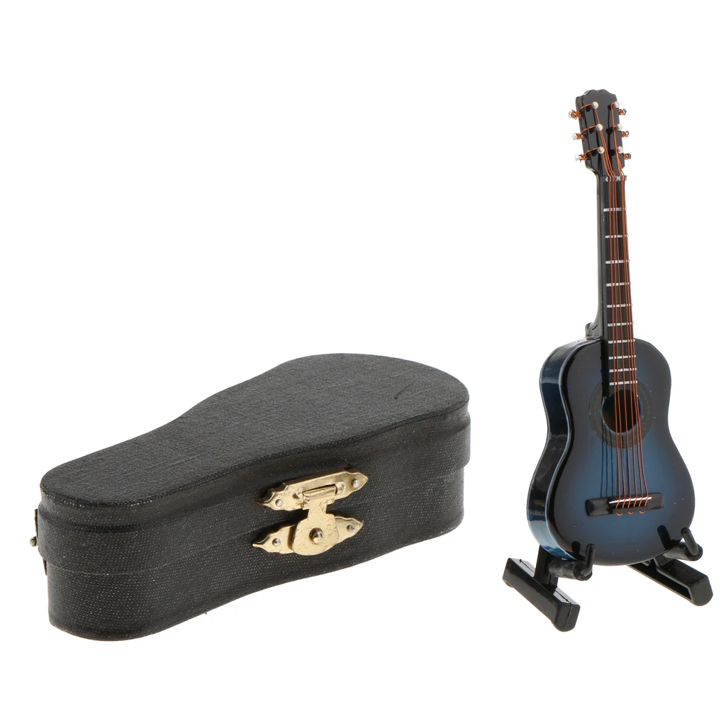1:12 Acoustic Guitar in Case Music Instrument Dollhouse Musical Room Accessory Doll House Living Room Decor