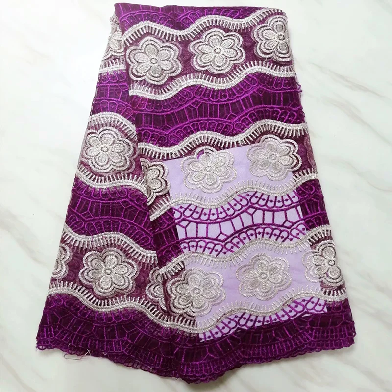 

2019 Embroidered Nigerian Laces Fabric Bridal High Quality French Tulle Lace Fabric For Wedding Party Free shipping Purple blue
