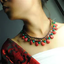 2016 Nuevos gargantillas collar mujeres collares vintage regalo accesorios de joyería de moda bohemia hecho a mano multicolor turquesa XL083