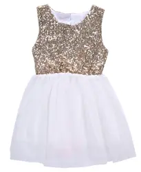 Детское платье с цветочным принтом и блестками детская одежда для девочек, без рукавов, милое платье с бантом; платье с открытой спиной для